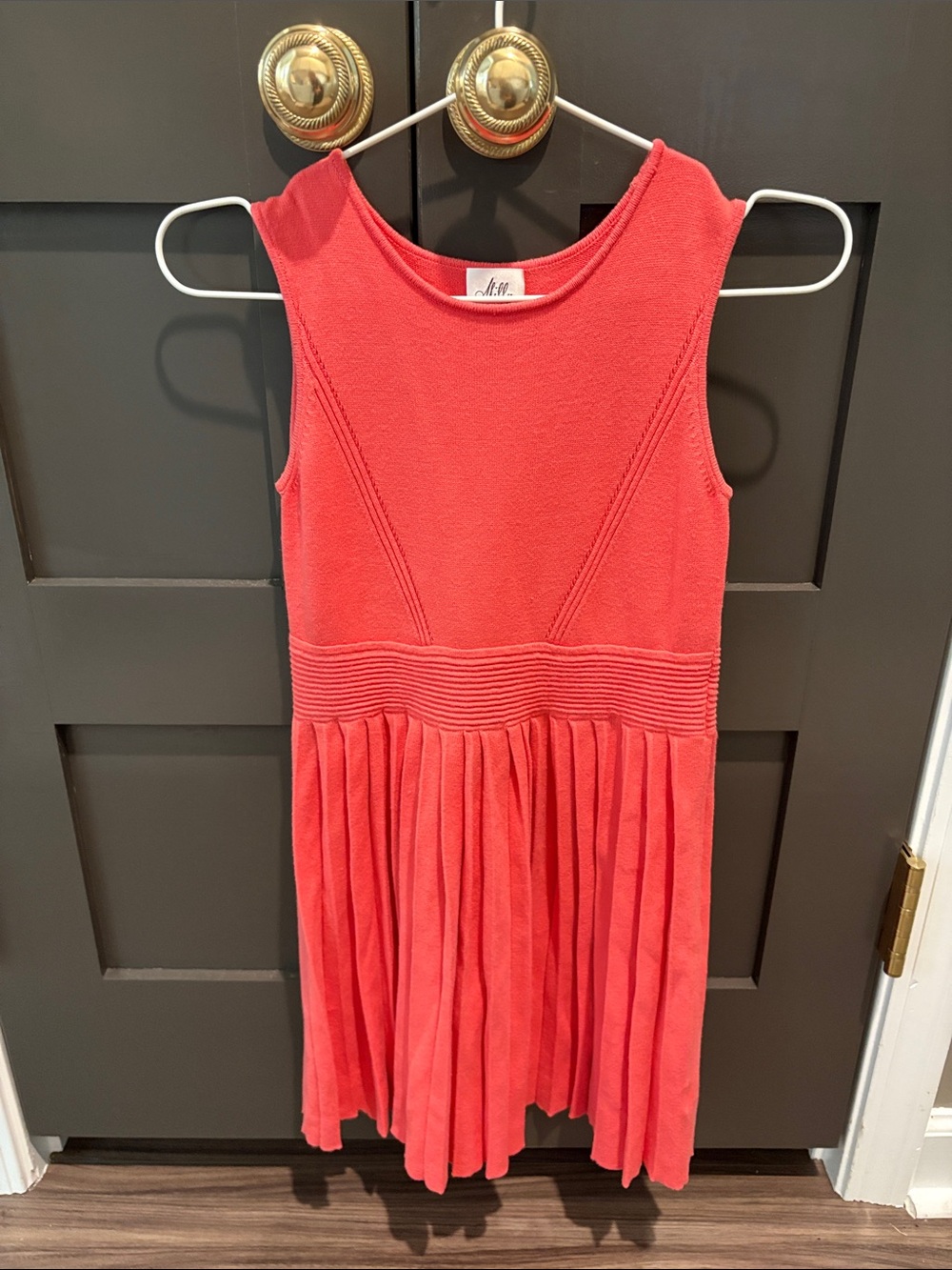 Milly Minis Girls' Knit Coral Sleeveless Pleated Dress - size 10